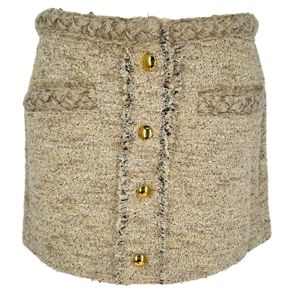 Isabel Marant Gleny Tweed Mini Skirt in Beige Cotton
